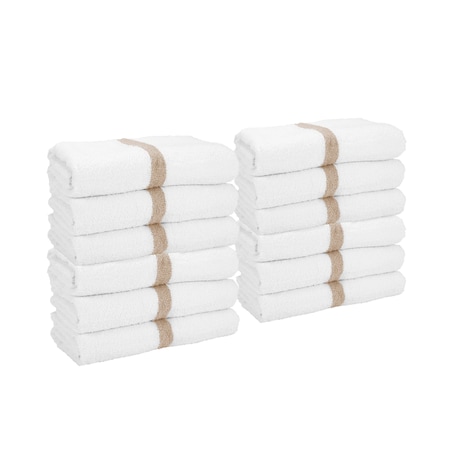 Monarch Brands Gym Power Bath Towels , Beige, 12PK PNP-PWR-2244-6BGCS